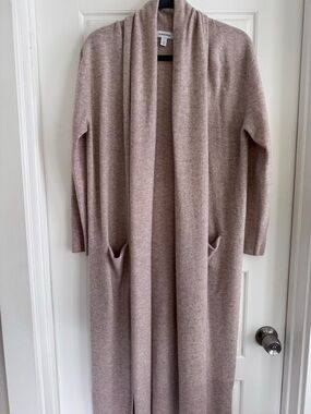 Nordstrom Long Open-Front Cardigan in Taupe